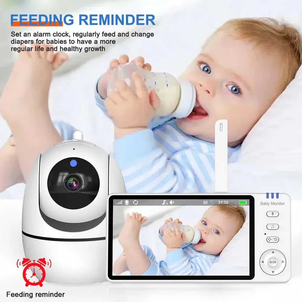 Babyphone Vidéo 5 Pouces Avec Caméra PTZ Et Vision Nocturne