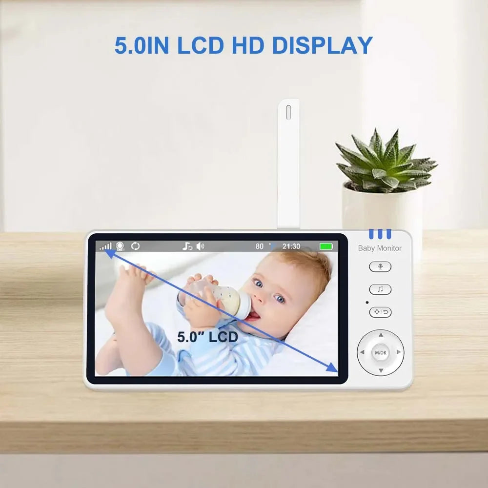 Babyphone Vidéo 5 Pouces Avec Caméra PTZ Et Vision Nocturne