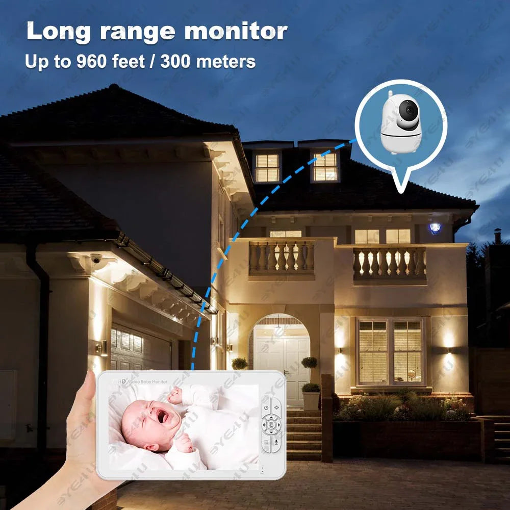 Babyphone Vidéo 5 Pouces Avec Caméra PTZ Et Vision Nocturne