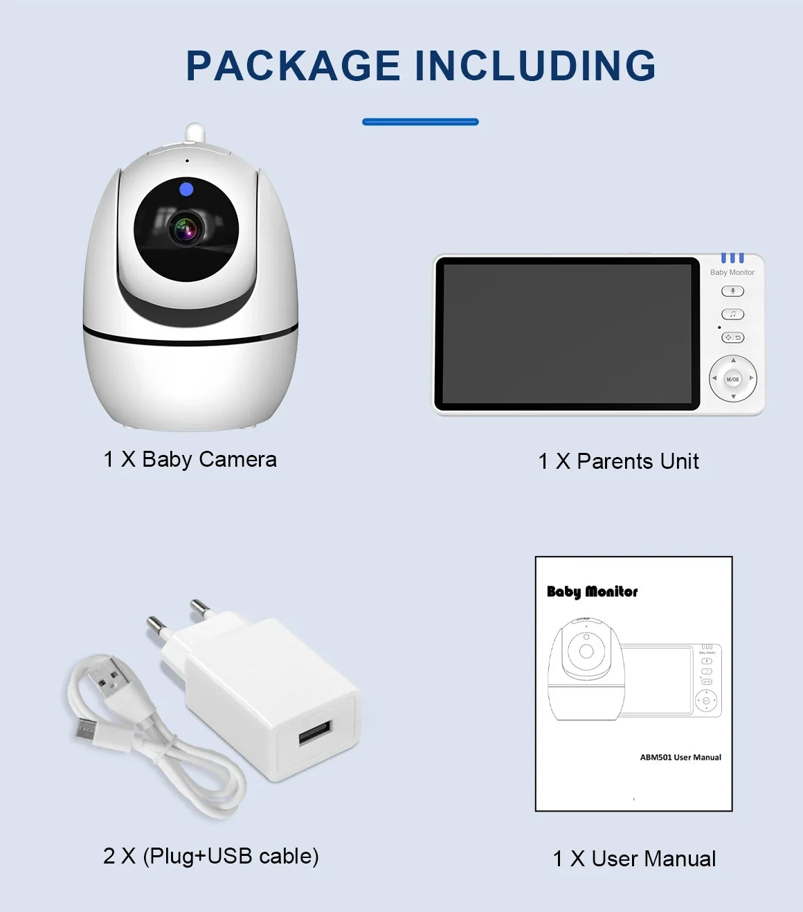 Babyphone Vidéo 5 Pouces Avec Caméra PTZ Et Vision Nocturne