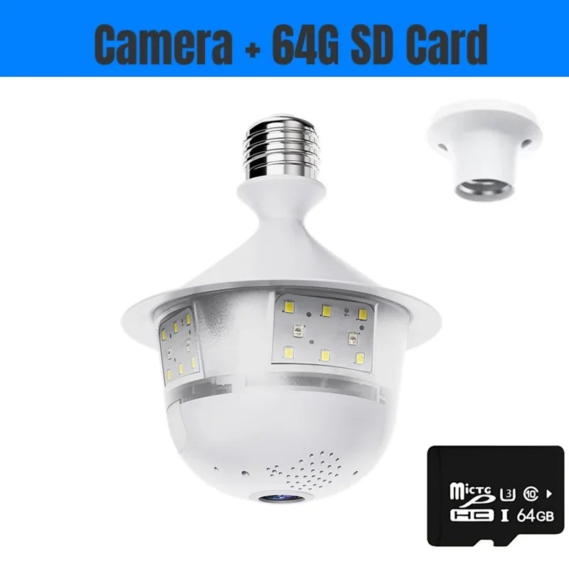 Caméra Ampoule Fisheye Wi-Fi 360° Avec Vision Nocturne