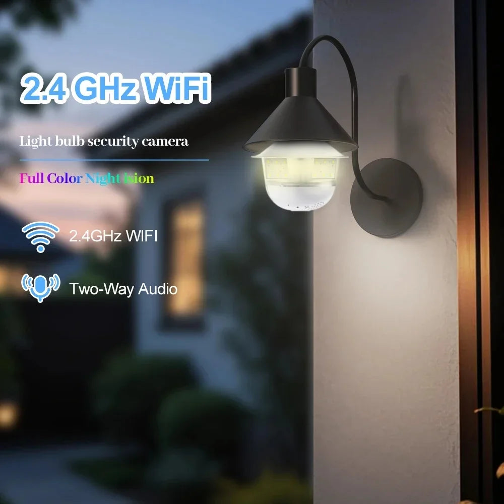 Caméra Ampoule Fisheye Wi-Fi 360° Avec Vision Nocturne