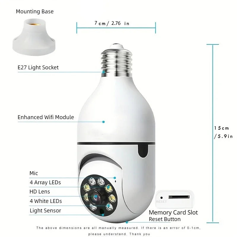 Caméra Ampoule WiFi Extérieure Avec Vision 360°