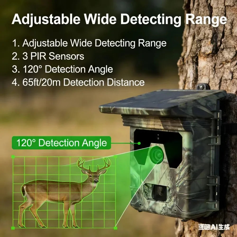 Caméra De Chasse Solaire 4K Avec Vision Nocturne