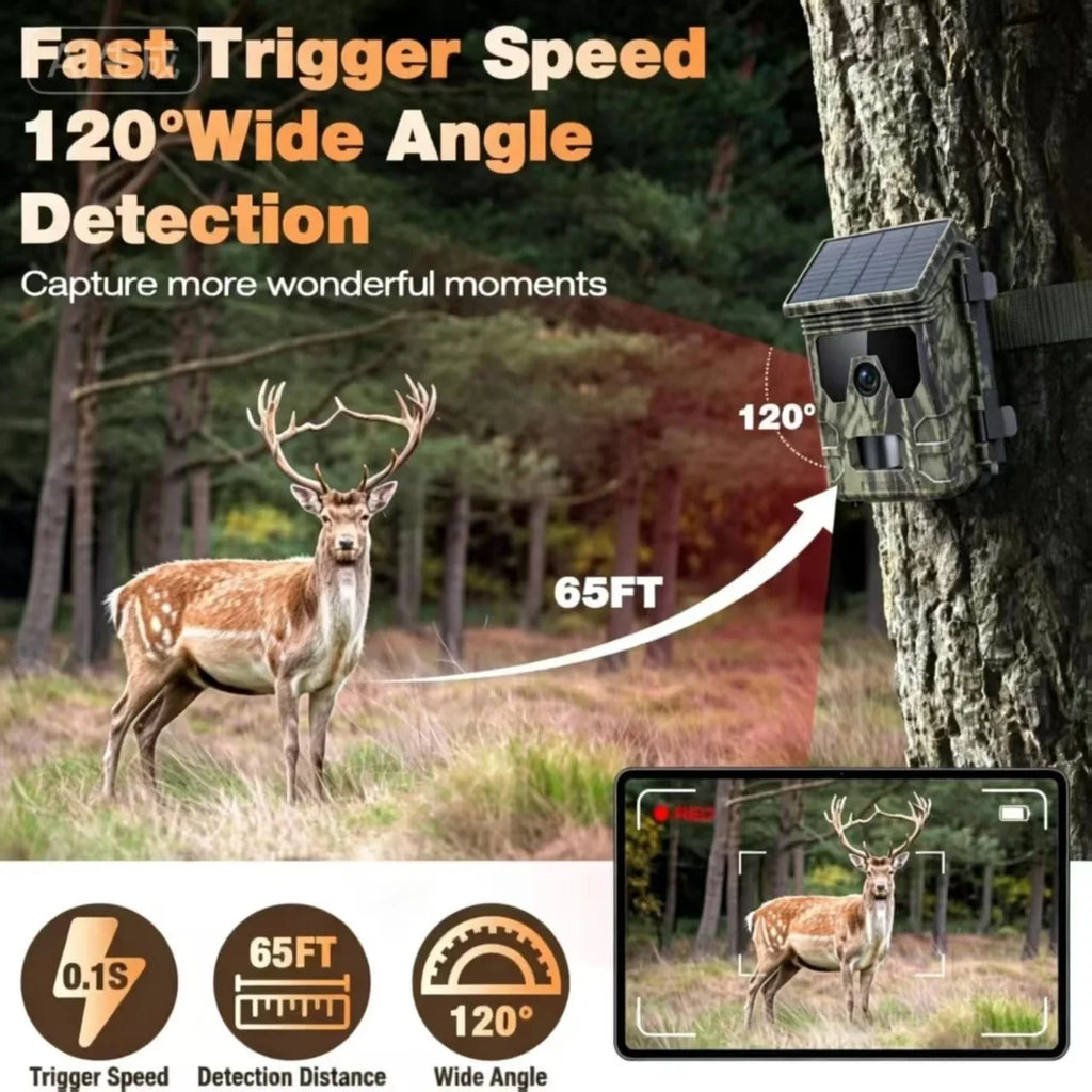 Caméra De Chasse Solaire 4K Avec Vision Nocturne