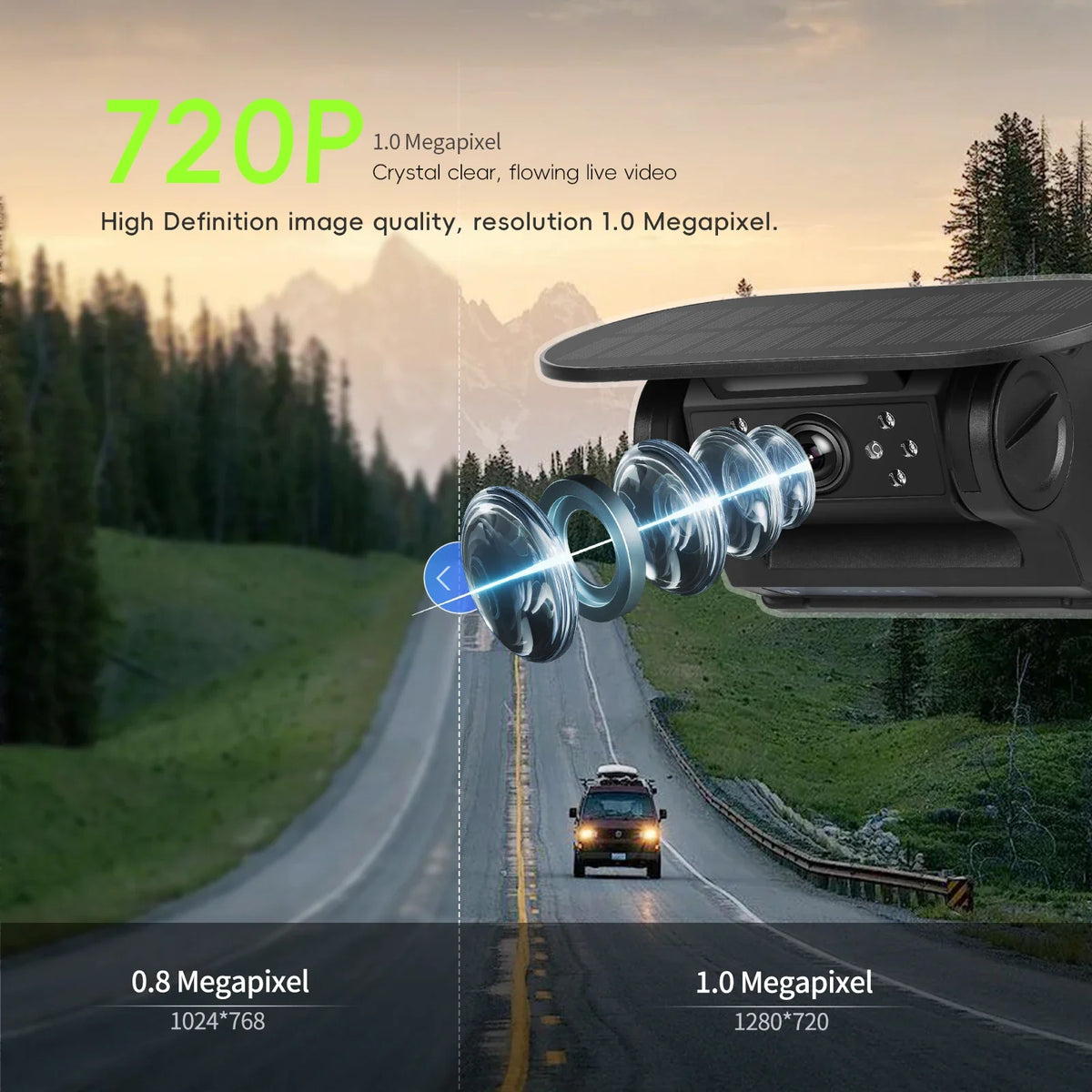Caméra De Recul Sans Fil Solaire 720P Étanche