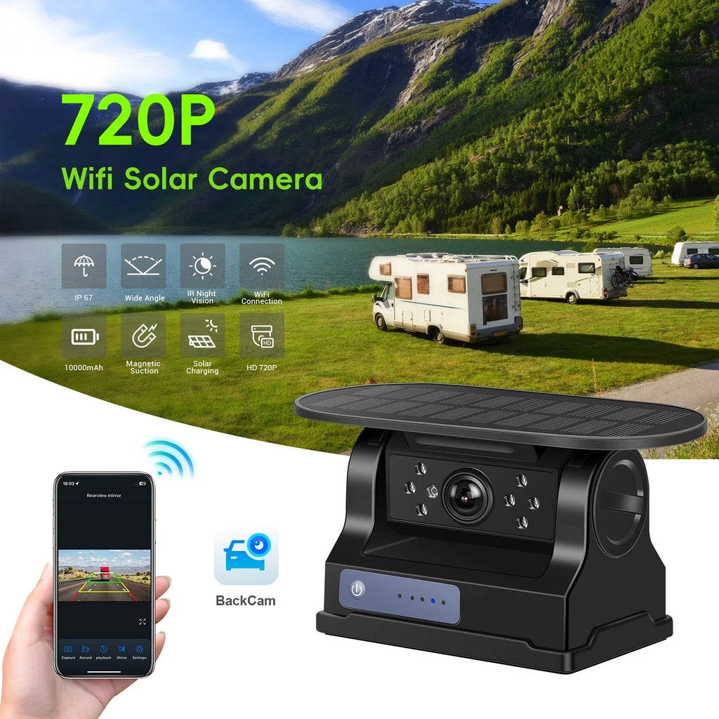 Caméra De Recul Sans Fil Solaire 720P Étanche