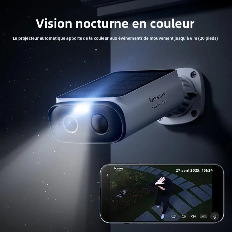 Caméra De Sécurité Solaire Extérieure Sans Fil 2K