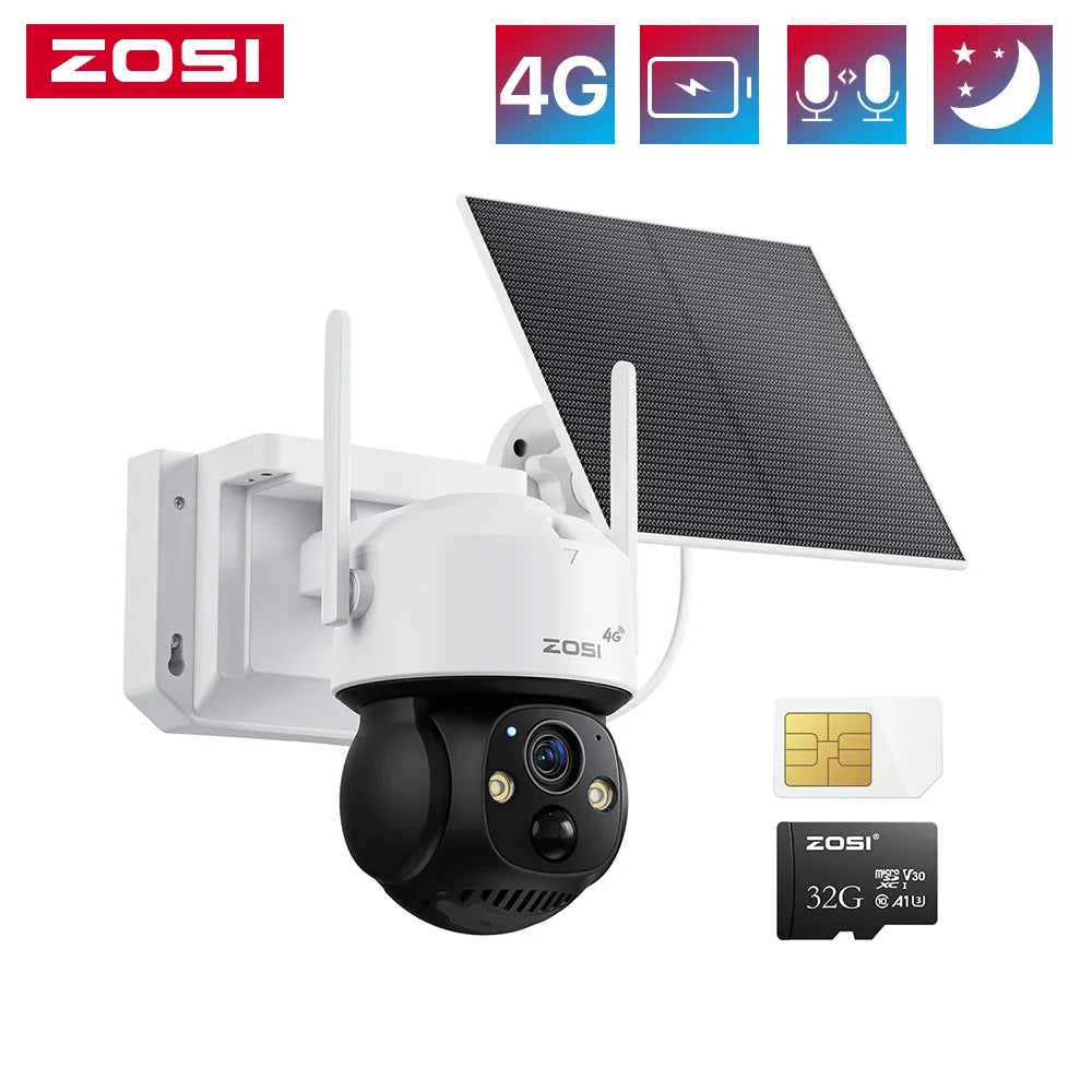 Caméra De Surveillance 4G Solaire Avec Batterie 15 000 mAh