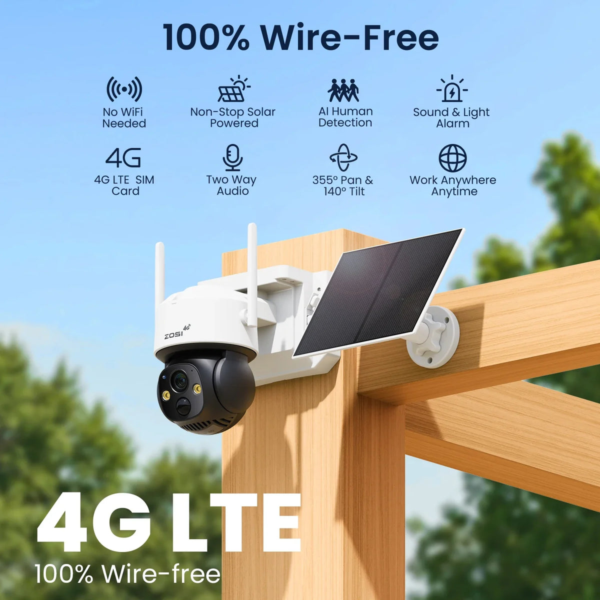Caméra De Surveillance 4G Solaire Avec Batterie 15 000 mAh Image