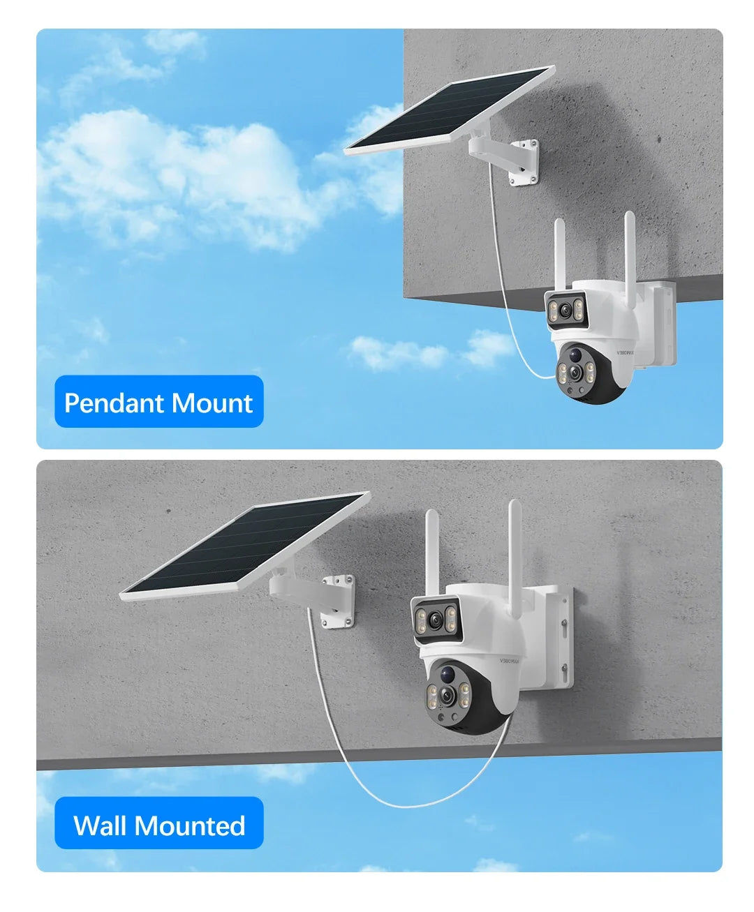 Caméra De Surveillance Extérieure 4G Double Objectif 8MP
