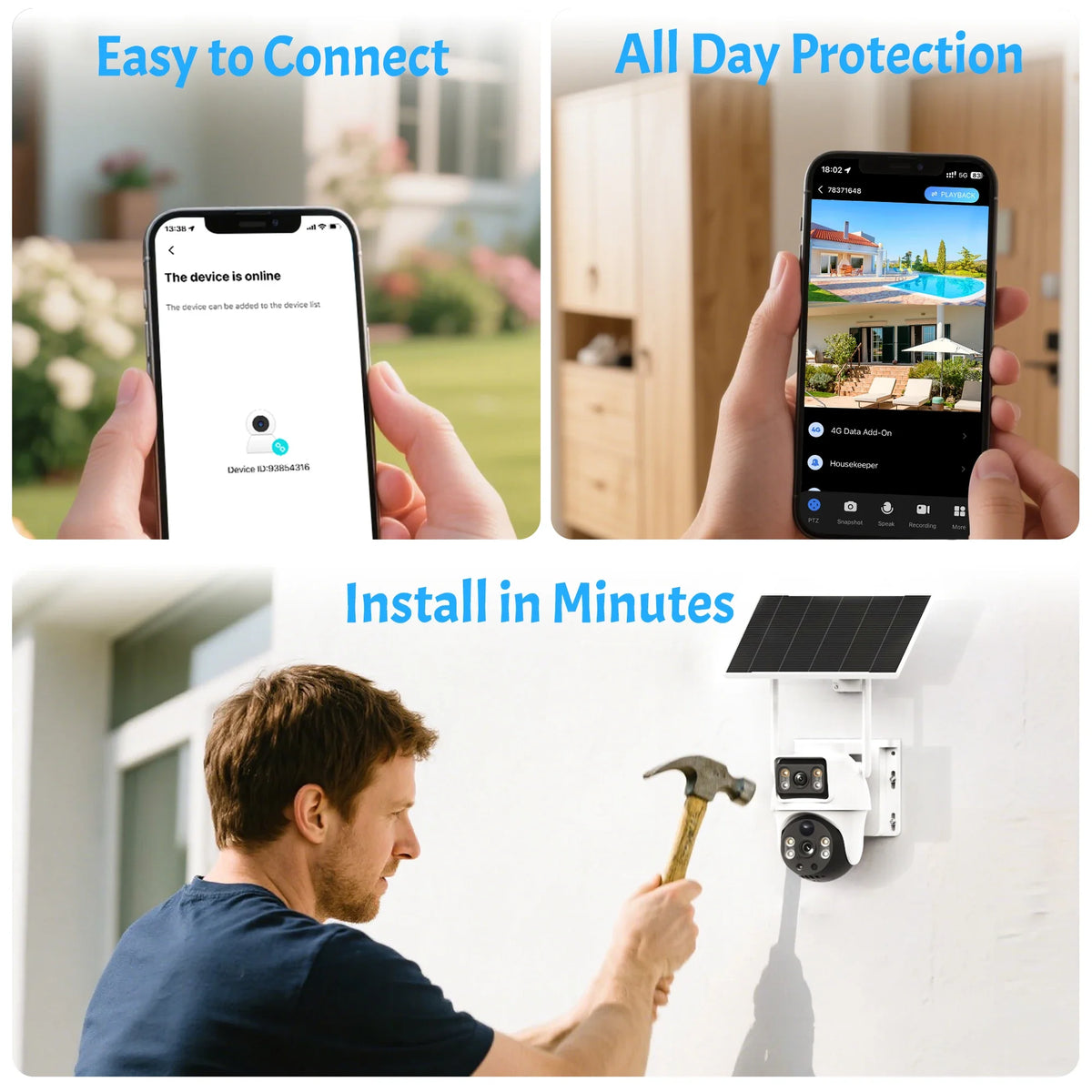 Caméra De Surveillance Extérieure 4G Double Objectif 8MP Image