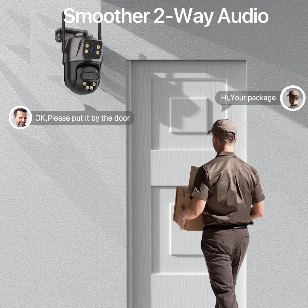 Caméra De Surveillance Extérieure Double Objectif 4K