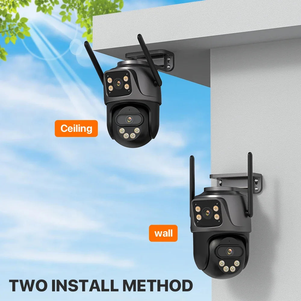 Caméra De Surveillance Extérieure Double Objectif 4K
