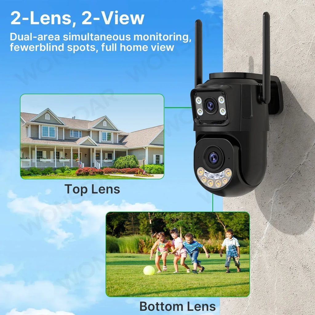 Caméra De Surveillance Extérieure Double Objectif Wi‑Fi