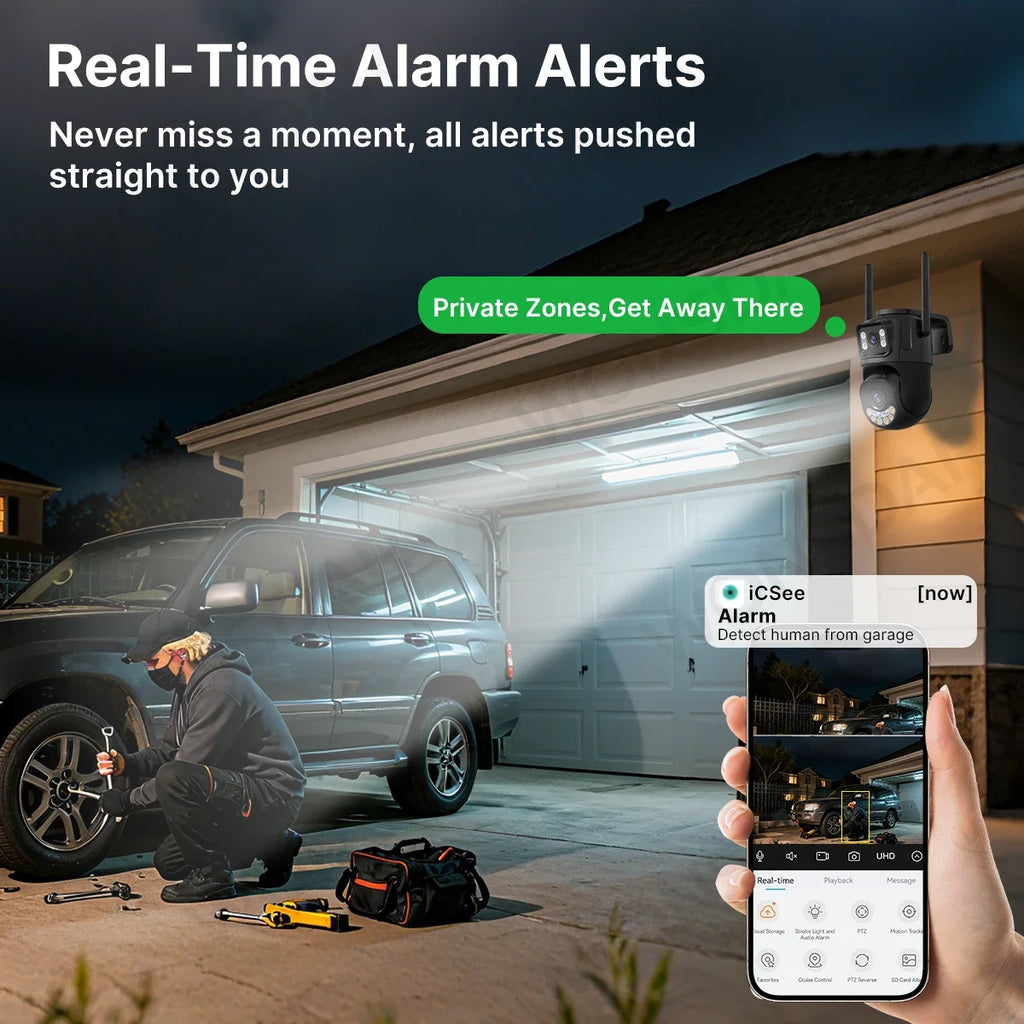 Caméra De Surveillance Extérieure Double Objectif Wi‑Fi