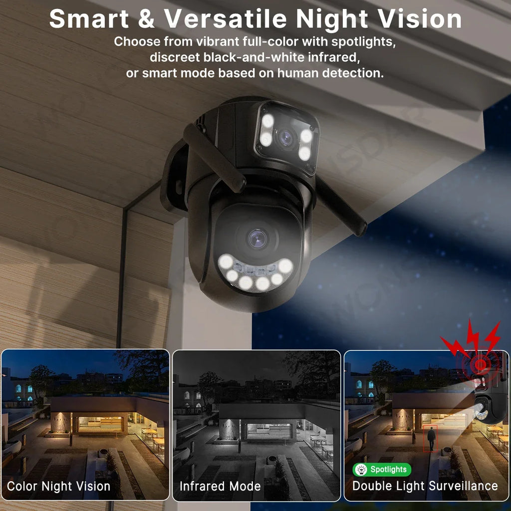 Caméra De Surveillance Extérieure Double Objectif Wi‑Fi