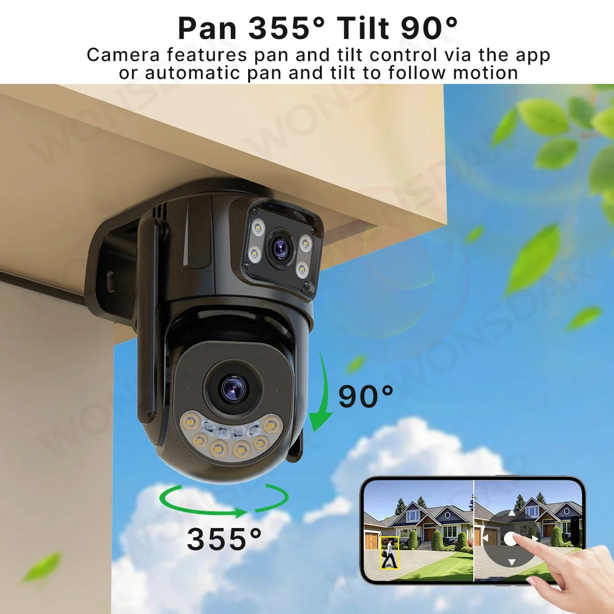 Caméra De Surveillance Extérieure Double Objectif Wi‑Fi