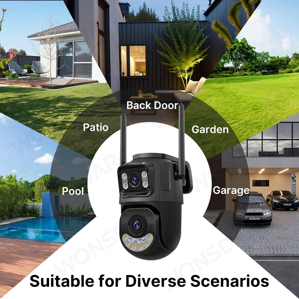 Caméra De Surveillance Extérieure Double Objectif Wi‑Fi