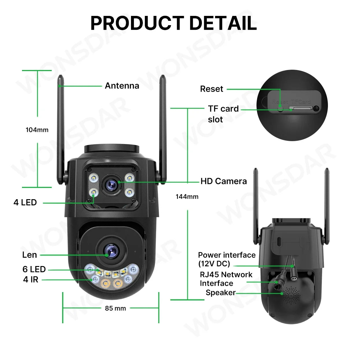 Caméra De Surveillance Extérieure Double Objectif Wi‑Fi