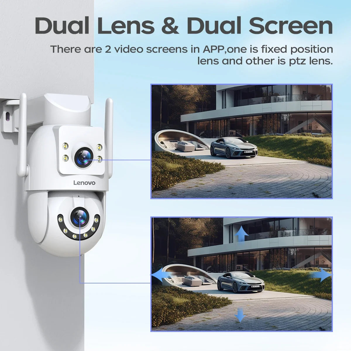 Caméra De Surveillance Extérieure Double Objectif WiFi PTZ