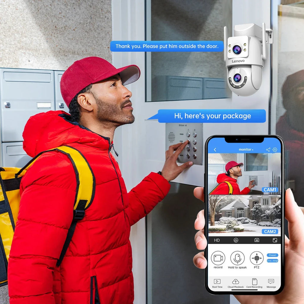 Caméra De Surveillance Extérieure Double Objectif WiFi PTZ