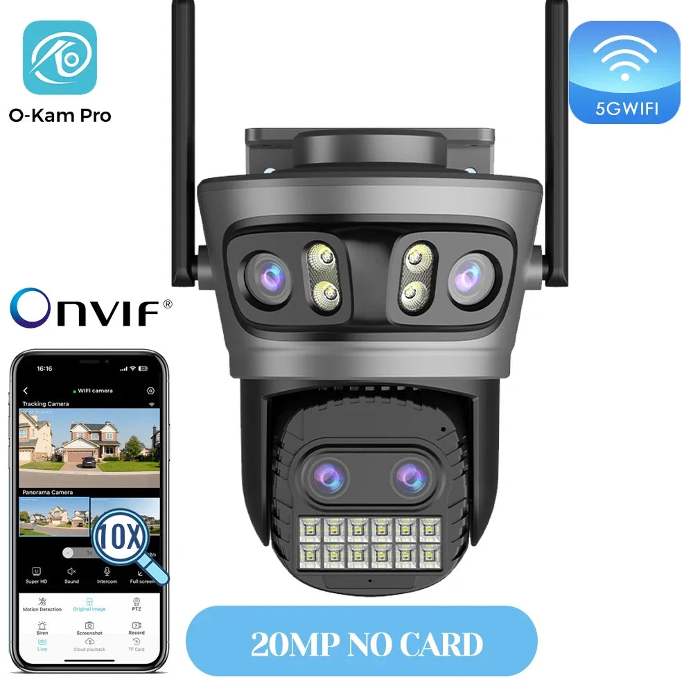 Caméra De Surveillance Extérieure PTZ À Quatre Objectifs