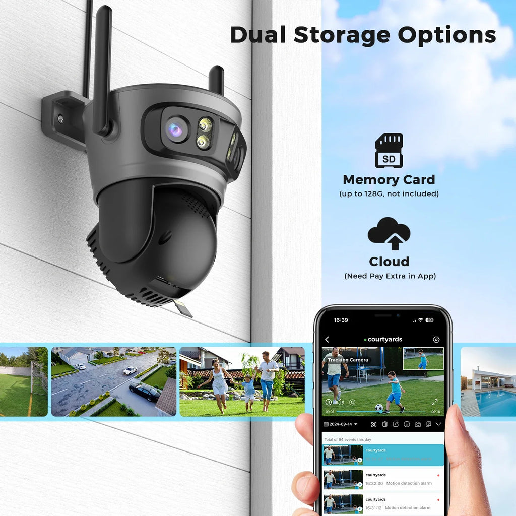 Caméra De Surveillance Extérieure PTZ À Quatre Objectifs