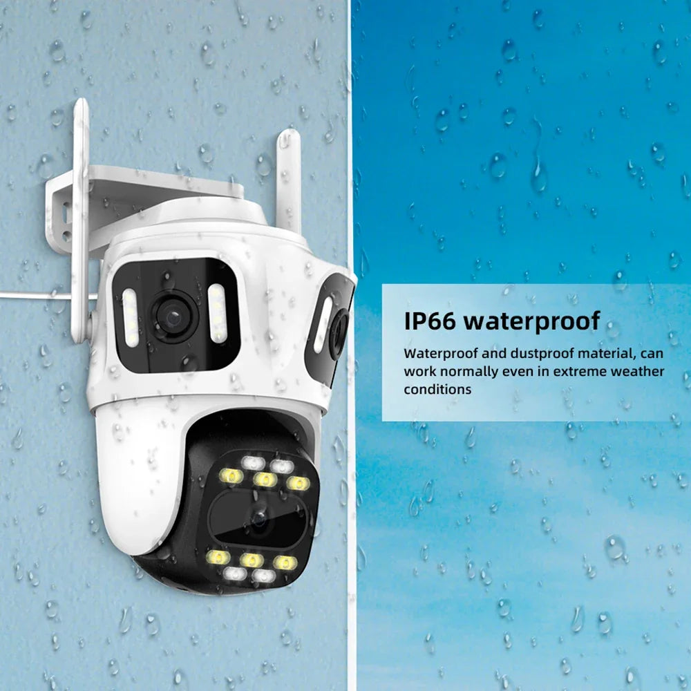 Caméra De Surveillance Extérieure PTZ À Triple Objectif Wi-Fi