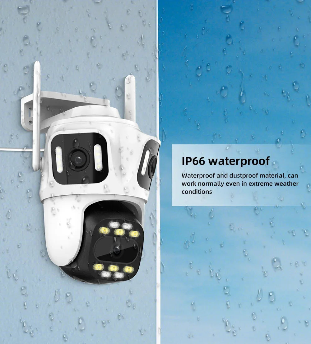 Caméra De Surveillance Extérieure PTZ À Triple Objectif Wi-Fi