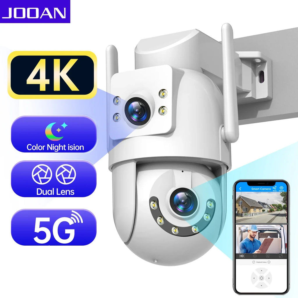 Caméra De Surveillance Extérieure PTZ Double Objectif 4K