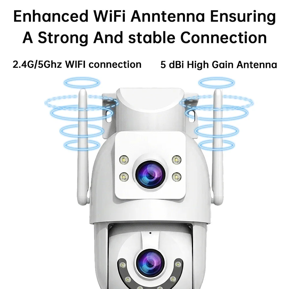 Caméra De Surveillance Extérieure PTZ Double Objectif 4K