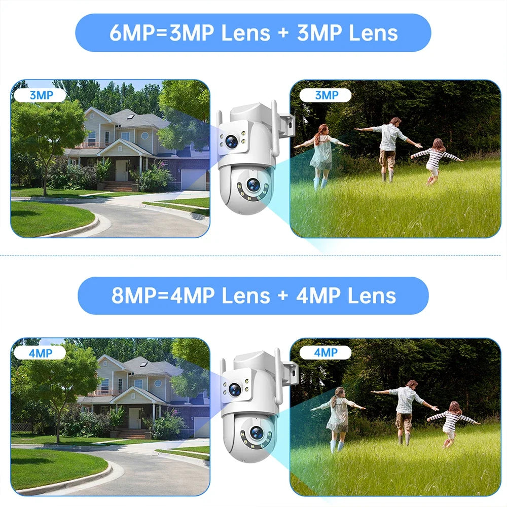 Caméra De Surveillance Extérieure PTZ Double Objectif 4K