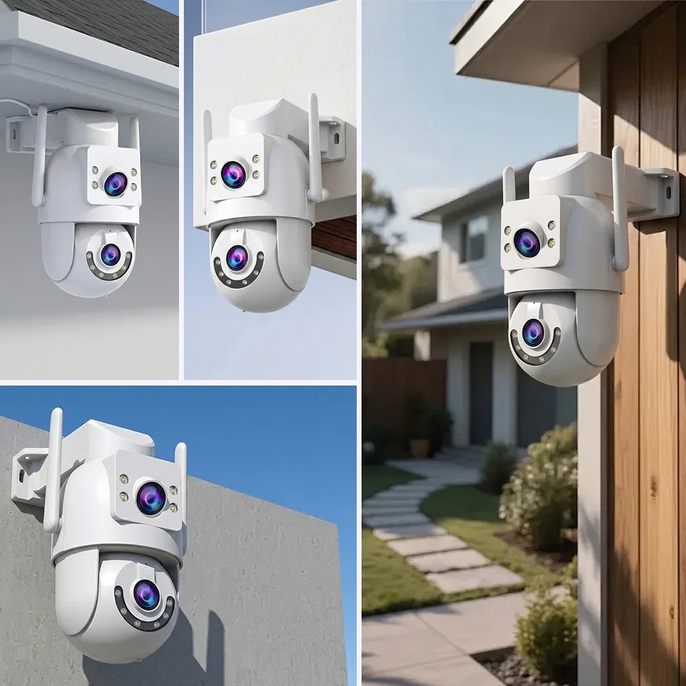 Caméra De Surveillance Extérieure PTZ Double Objectif 4K Image