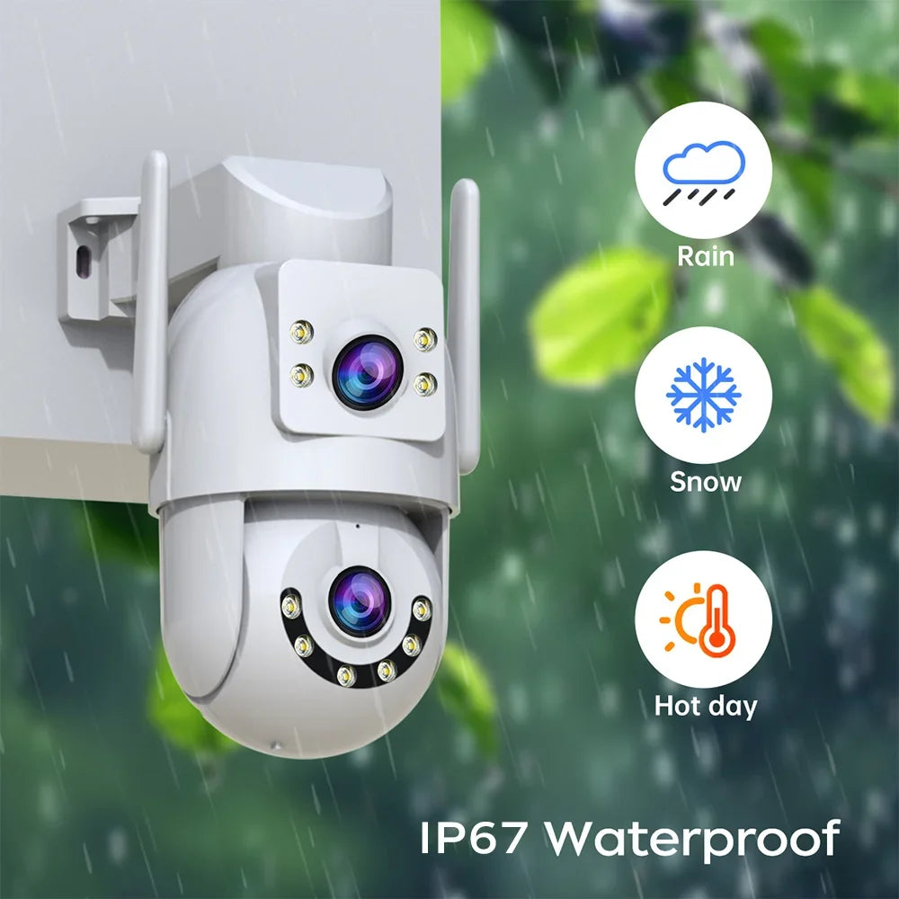 Caméra De Surveillance Extérieure PTZ Double Objectif 4K