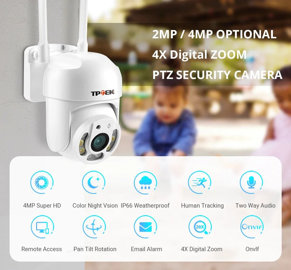 Caméra De Surveillance Extérieure PTZ WiFi 4MP