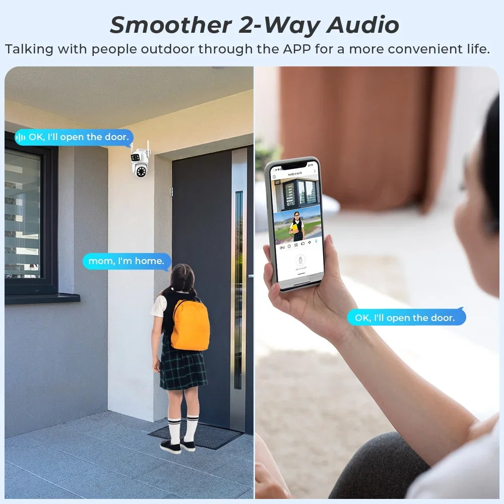 Caméra De Surveillance Extérieure PTZ WiFi Double Objectif 4K