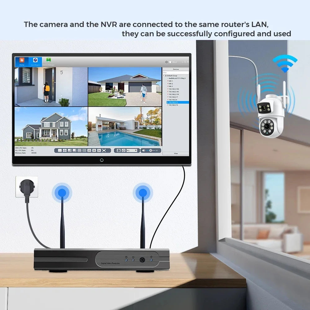 Caméra De Surveillance Extérieure PTZ WiFi Double Objectif 4K