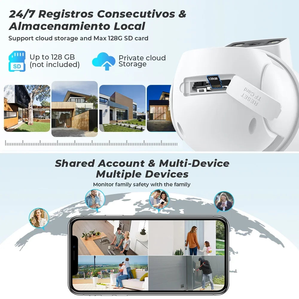 Caméra De Surveillance Extérieure PTZ WiFi Double Objectif 4K