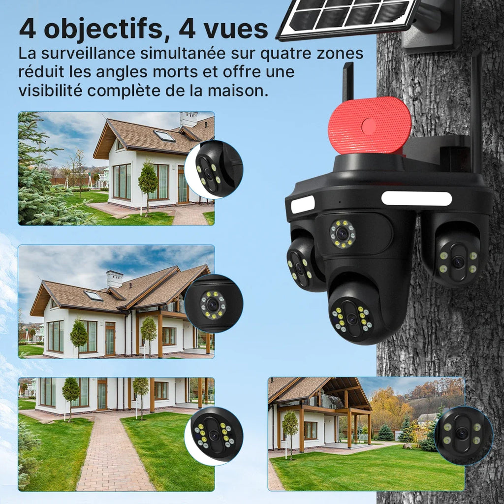 Caméra De Surveillance Solaire 4G Avec Suivi Humain IA