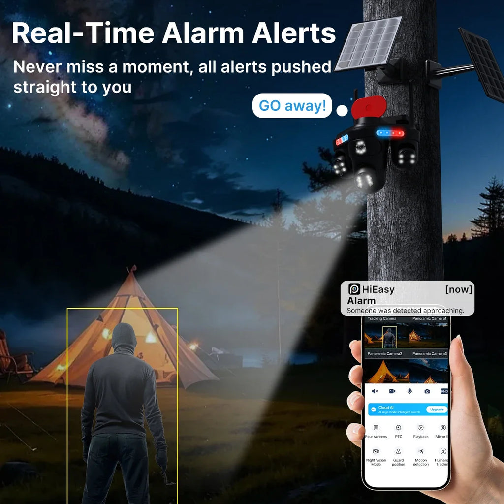 Caméra De Surveillance Solaire 4G Avec Suivi Humain IA