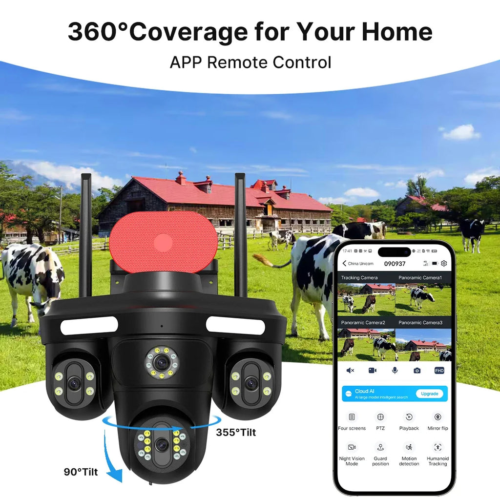 Caméra De Surveillance Solaire 4G Avec Suivi Humain IA
