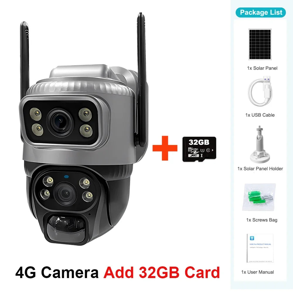 Caméra De Surveillance Solaire 4G Double Objectif 8MP Image