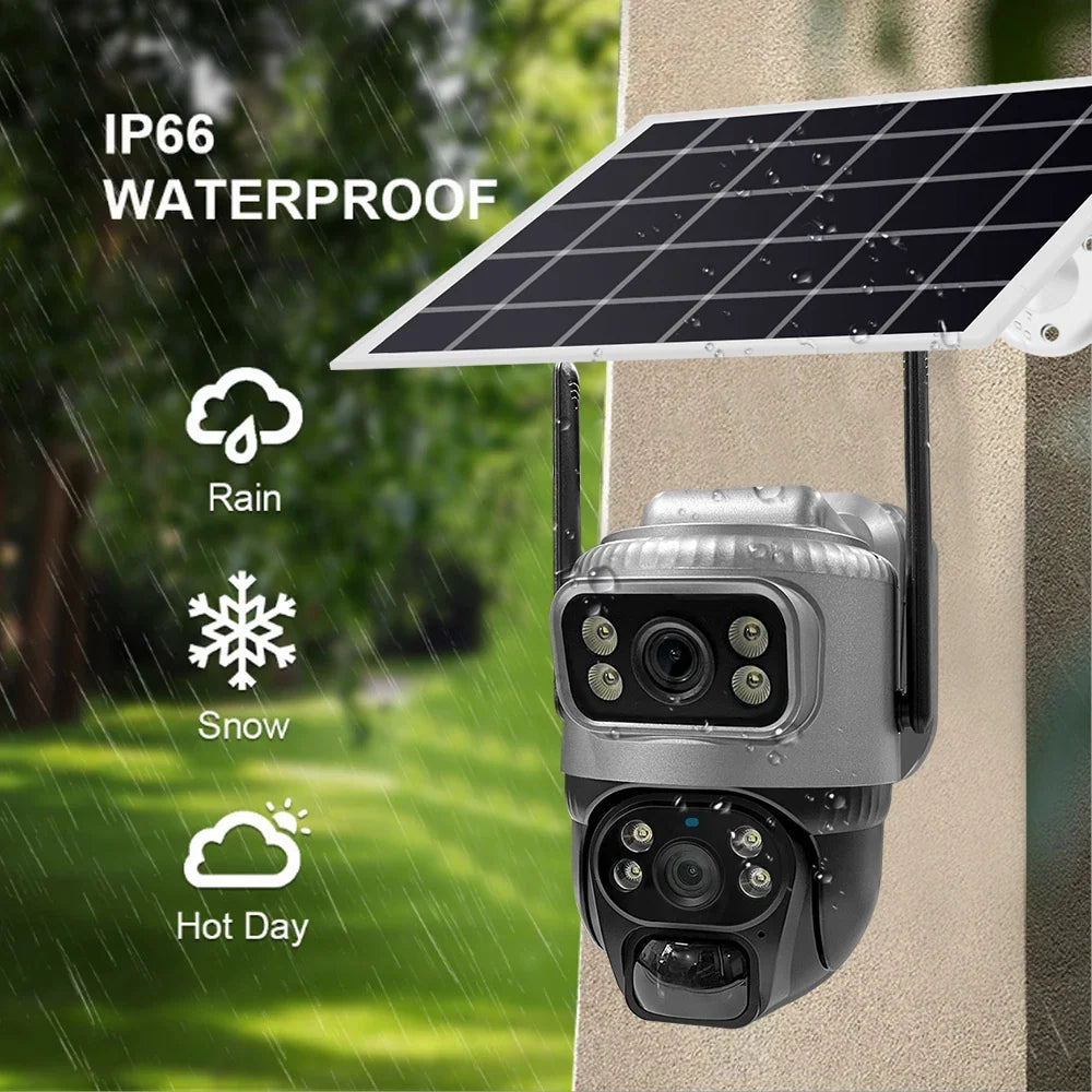 Caméra De Surveillance Solaire 4G Double Objectif 8MP