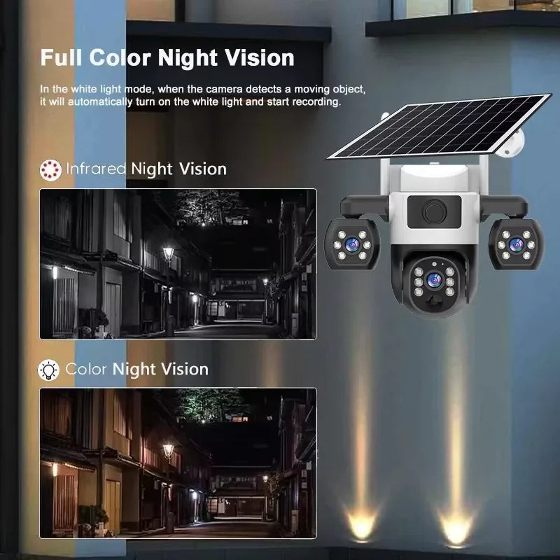 Caméra De Surveillance Solaire 4G Triple Objectif
