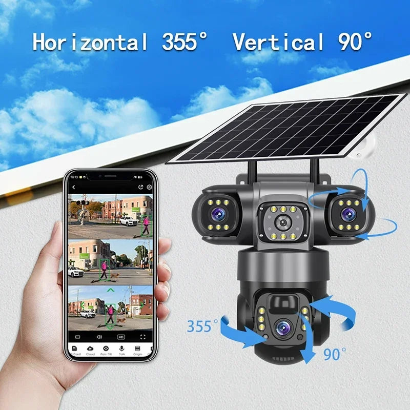 Caméra de Surveillance Solaire 4G Triple Objectif