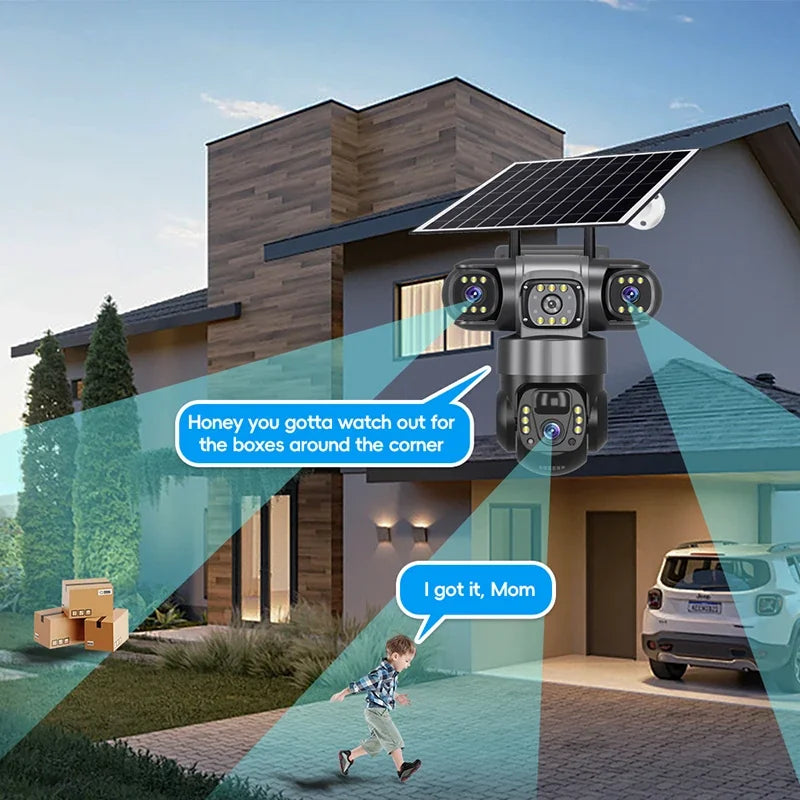 Caméra de Surveillance Solaire 4G Triple Objectif