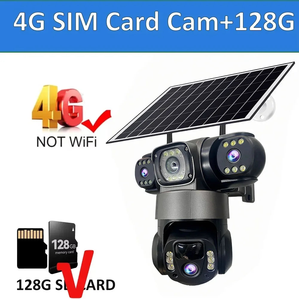 Caméra de Surveillance Solaire 4G Triple Objectif