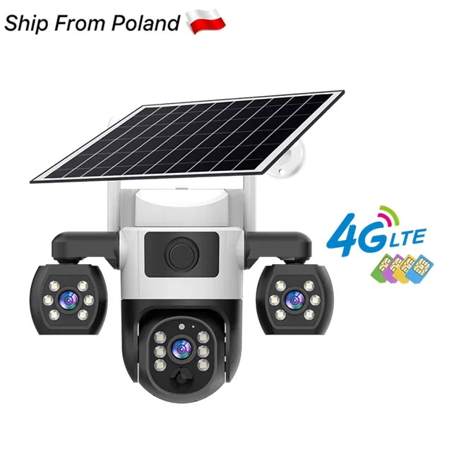 Caméra De Surveillance Solaire 4G Triple Objectif