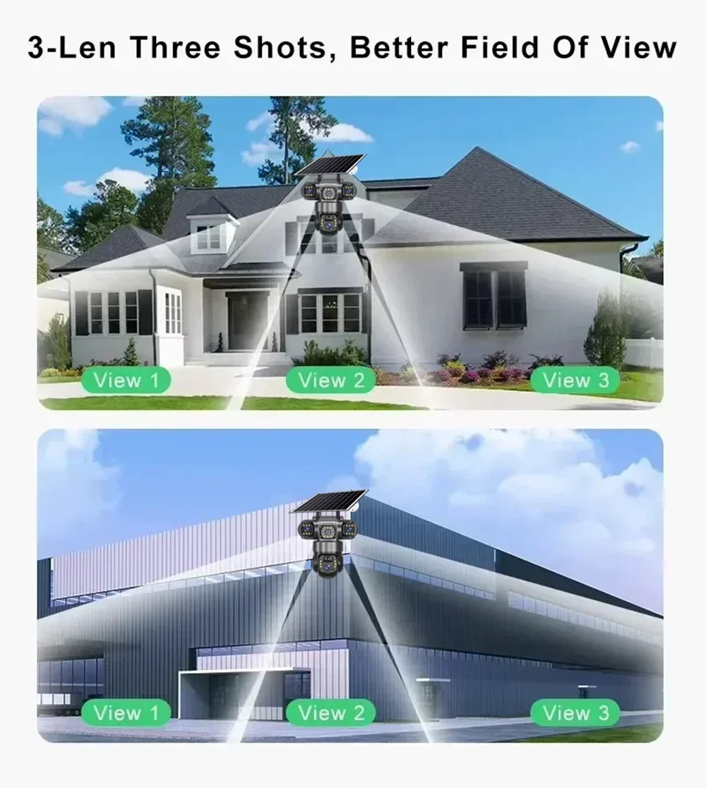 Caméra de Surveillance Solaire 4G Triple Objectif
